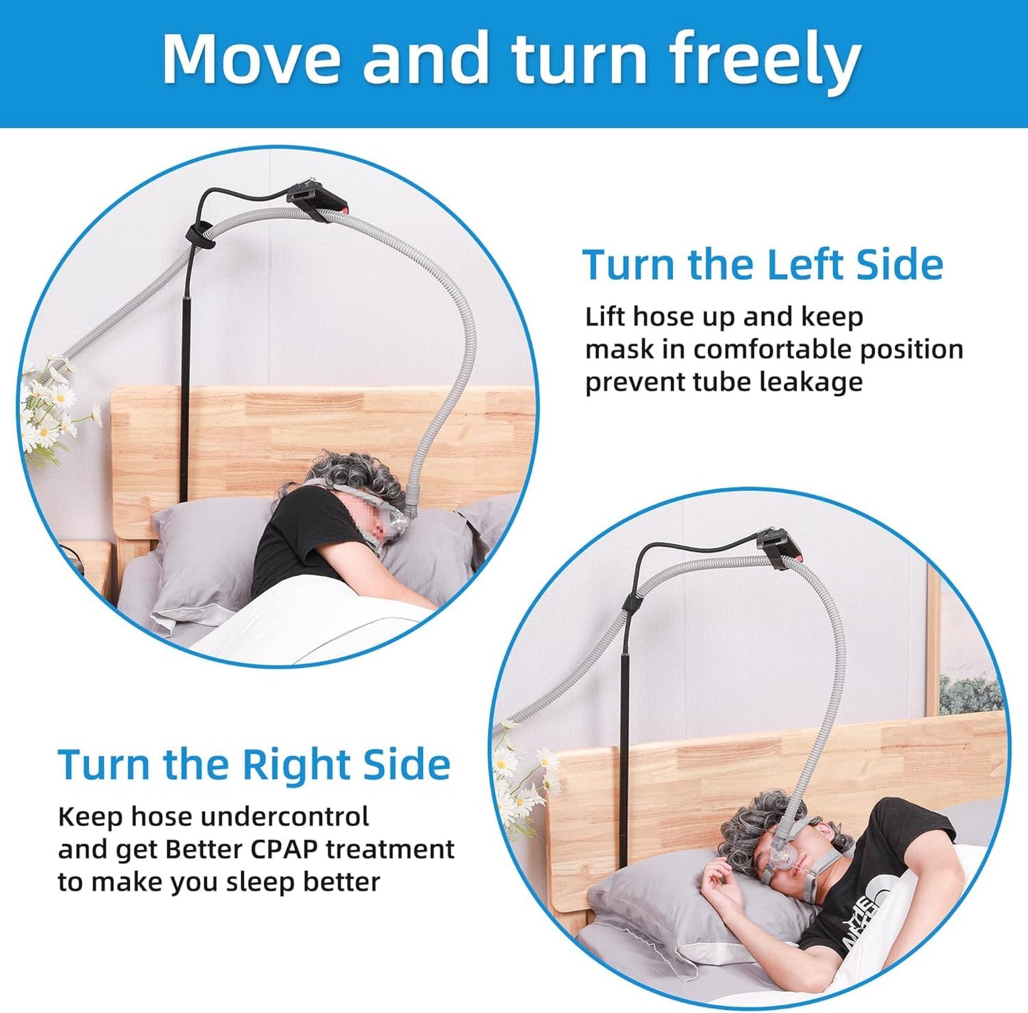 CPAP Hose Holder, CPAP Hose Lift with Adjustable Feature - CPAP Tube Organizer & CPAP Mask Hook in one, Sturdy&Convenience CPAP Accessory for CPAP Hose Support - Fit in Any Space