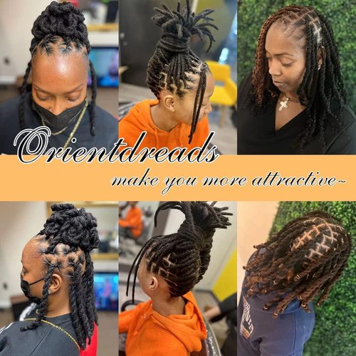 Orientdreads 100% Loc Extensions Human Hair, 8Inch 0.6cm 40 Strands Handmade Dreadlock Extensions for Men Women Kids (#Natural Black)
