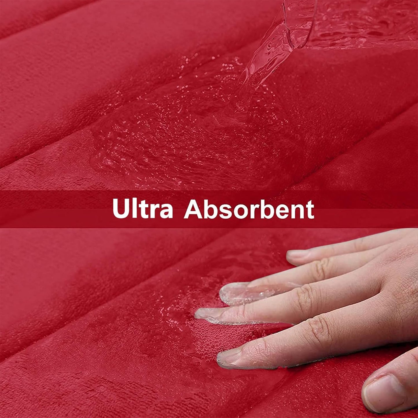 Buganda Memory Foam Bath Mat, 70" x 24", Ultra Soft and Non-Slip Bathroom Rugs, Water Absorbent and Machine Washable Bath Rug Runner for Bathroom, Shower, and Tub, Red