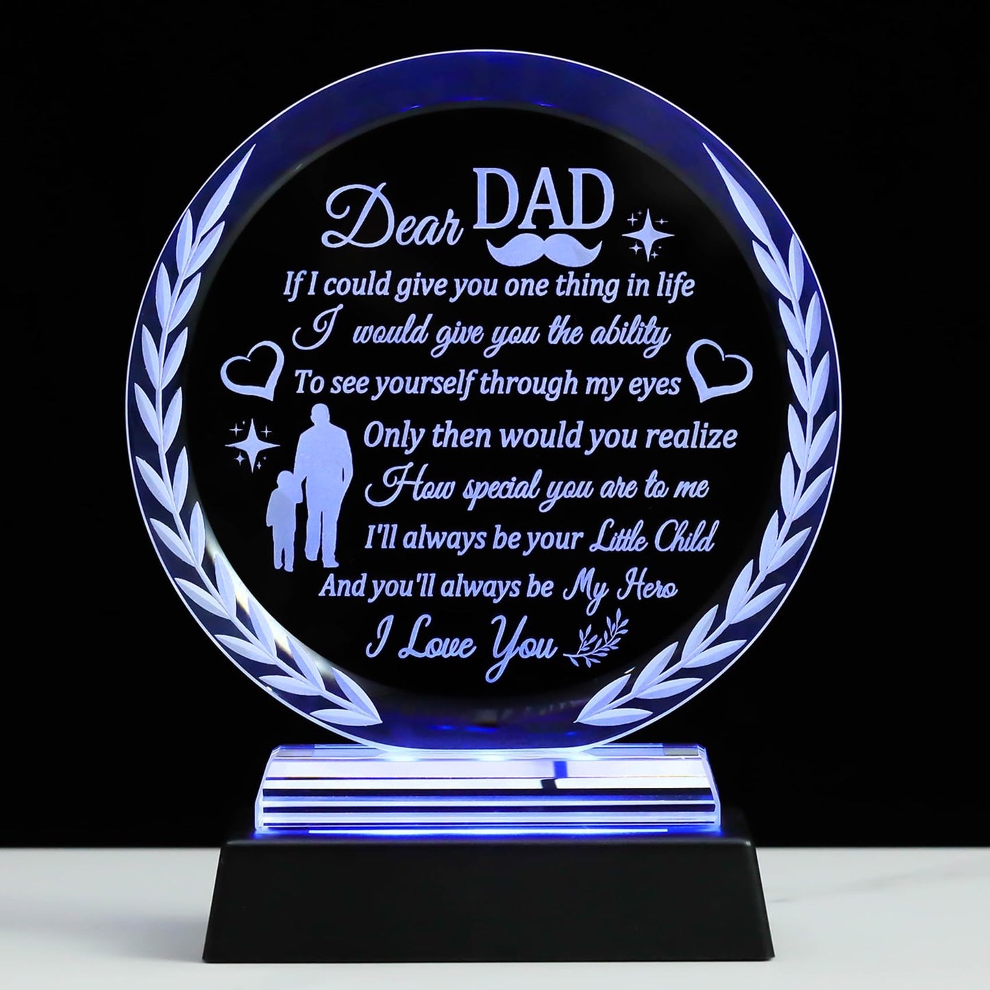 Gifts for Dad from Daughter Son with Light Base, Father's Day Christmas Birthday Gifts for Dad Who Wants Nothing Dad Gifts from Daughter Son, To My Dad Gifts Ideas
