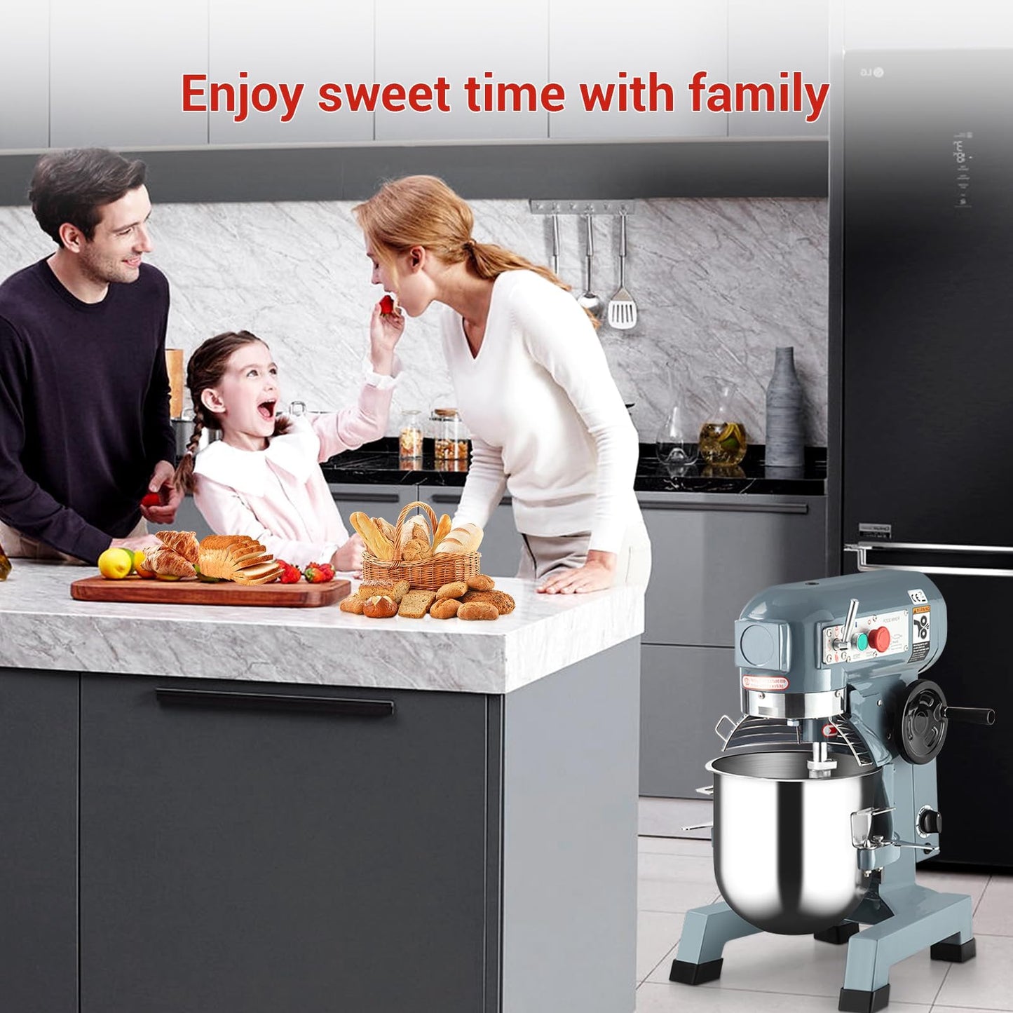 Commercial Food Mixer 15QT, Commercial Mixer with 3 Adjustable Speeds, Dough Mixer Timing Function, Commercial Stand Mixer with Stainless Steel Bowl for Schools Bakeries Pizzerias