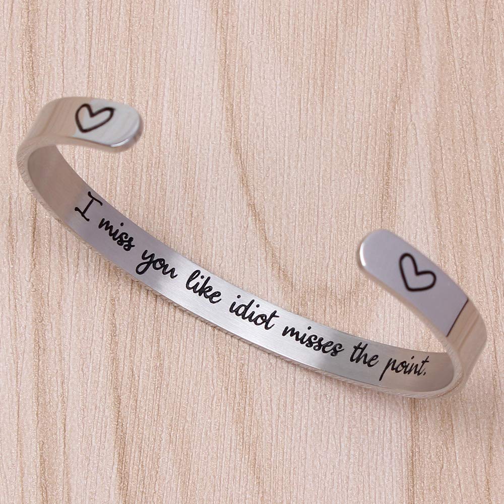 Btysun Funny Gifts for Girlfriend Wife Mom Birthday Gifts Cuff Bracelets Friendship Mantra Jewelry with Gift Box (I Miss You Lik