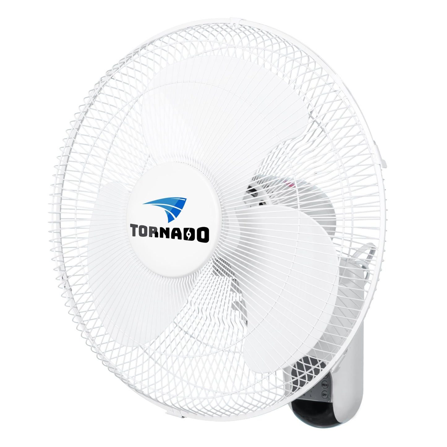 Tornado 16 Inch 3 Speed Oscillating Wall Mount Fan For Home, Remote Control Included, Adjustable Tilt 2650 Cfm 6 Ft Cord Ul Safe