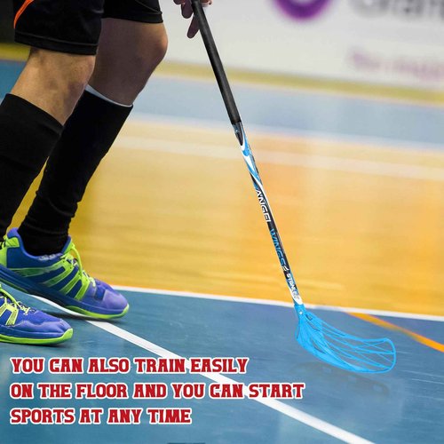 Leyndo 6 Pcs Floorball Sticks 33.5 Inch Round Alloy Shaft Floorball Hockey Stick, Red and Blue, Right Handed
