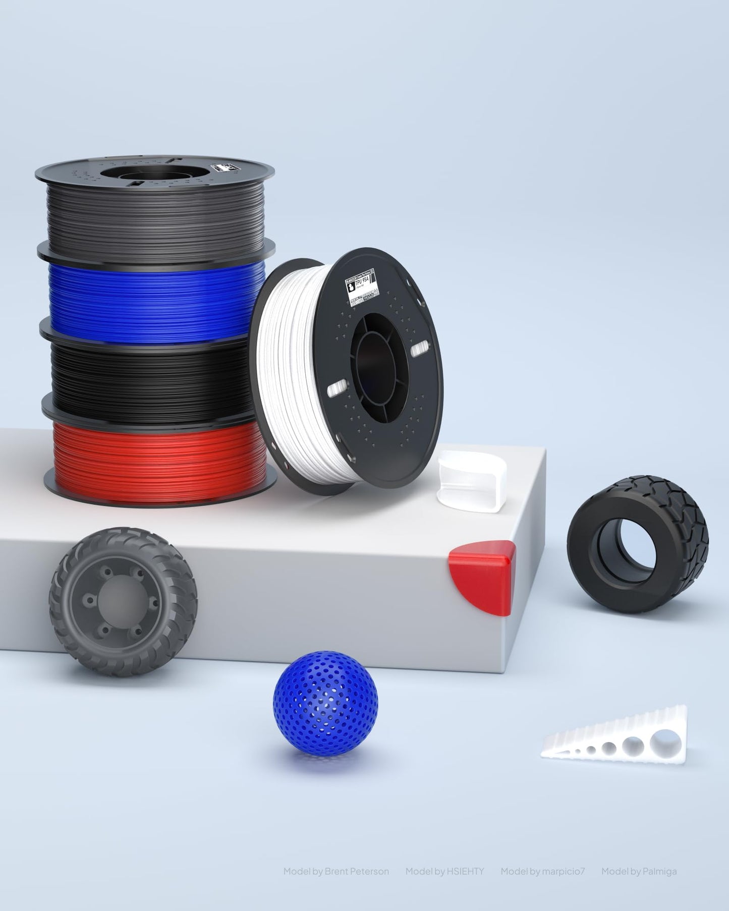 ELEGOO TPU Filament 1.75mm Black 1KG, 95A Flexible Soft 3D Printing Filament 1KG Spool(2.2lbs) Fits for Most FDM 3D Printers