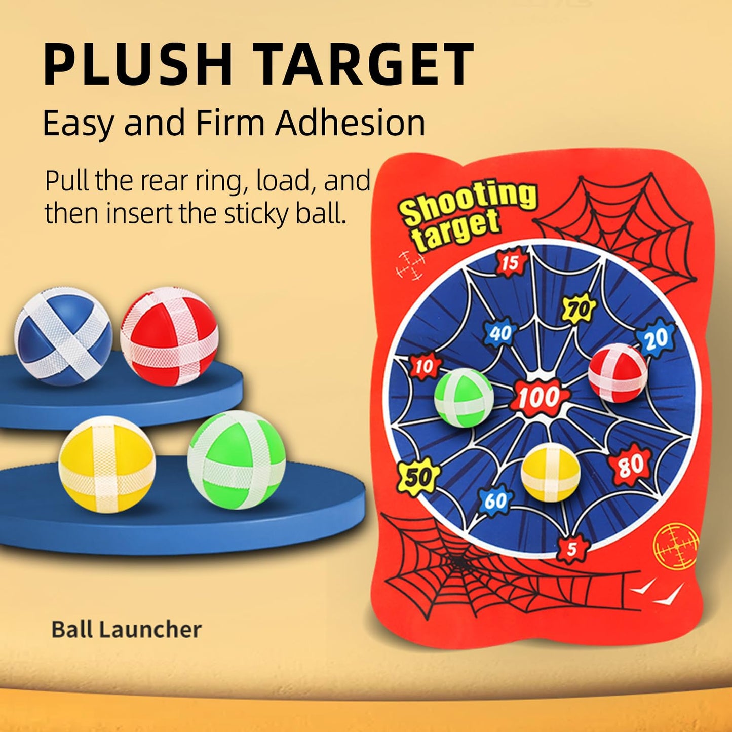 Dart Board for Kids, Spider Dartboards with 10 Velcro Sticky Balls and 1 Web Shooter, Spidy Indoor Outdoor Sport Fun Party Play Game Toys Birthday Gifts for 3-12 Years Old Boys and Girls