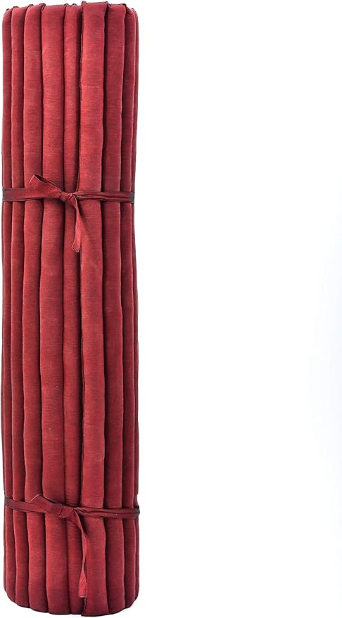 Leewadee - Foldable Floor Mattress - Japanese Roll Up Futon -Trifold Tatami Mat- Guest Floor Bed - Camping Mattress - Thai Massage Mat, Kapok Filled, 75 x 57 inches, Red
