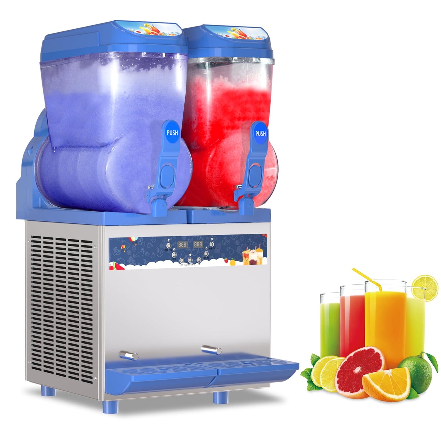 XPW Commercial Slushy Machine 1000W 30L Tanks Commercial Slushie Maker Machine 304 Stainless Steel Margarita Machines Efficient Cooling ETL Approval the Ideal Slush Maker for Bars Cafes Restaurants
