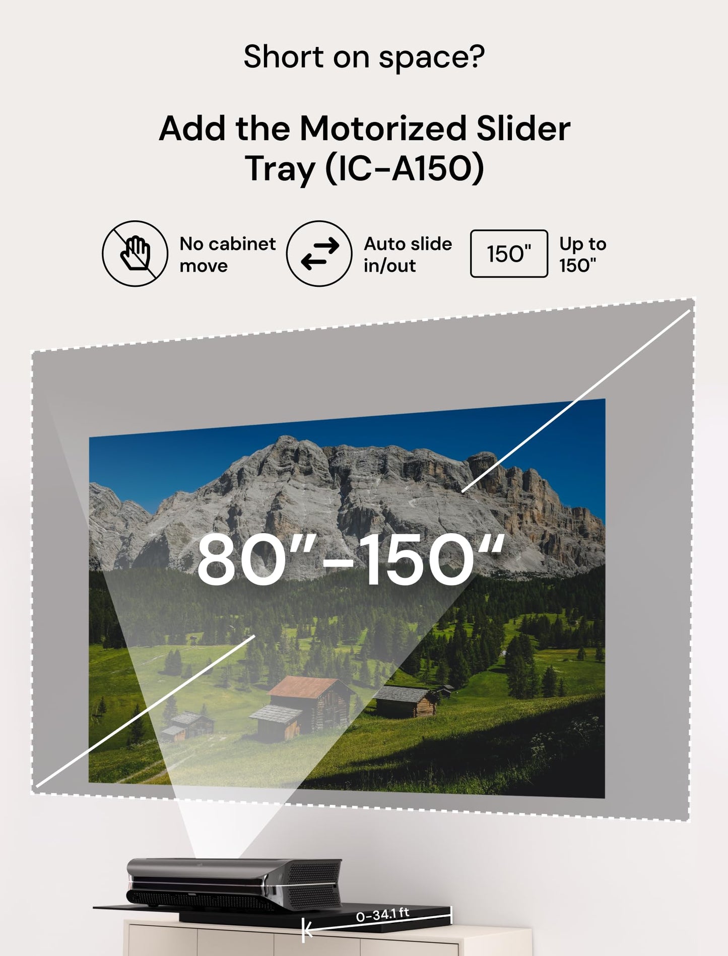 AWOL VISION LTV-2500 4K UHD Ultra Short Throw Triple Laser Projector with Dolby Vision & Atmos, Active 3D, 150", HDR10+, UST Laser TV Projector (Fire TV Stick 4K Max included)