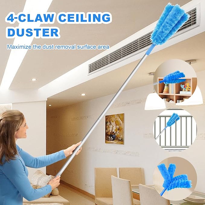 Storystore Ceiling Fan Cleaner Duster and Feather Dusters for Cleaning Dust and Cobweb(4-Claw and Round)