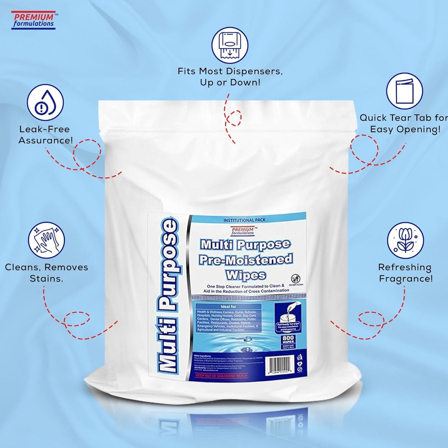 Freshnaps Wet Wipes Bulk - 4 x 800 Count Refill Bags (3200 Commercial Disposable Wipes) Value Pack - For Upward Pull Dispenser Ideal For Public Use
