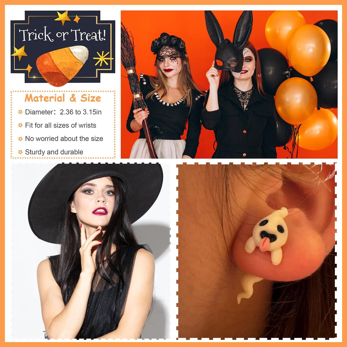Halloween Ghost Earrings for Women Glow-In-The-Dark Cute Spooky Animal Bite Stud Earrings Halloween Jewelry Gifts Accessories Costumes