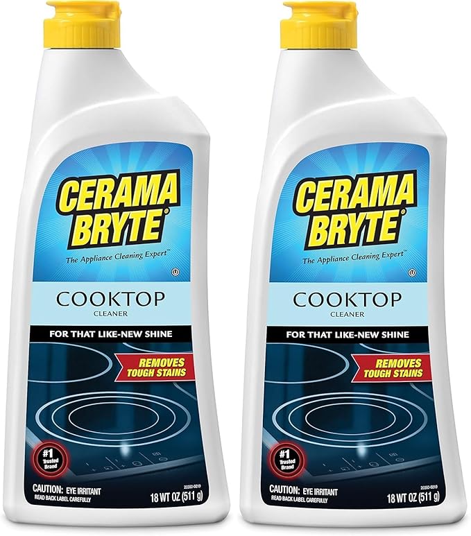 Cerama Bryte Cook Top Cleaner 18 oz 2-Pack & Scraper Pad Bundle