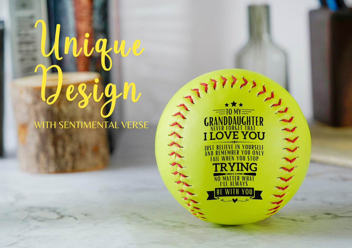 CybGene Softball Gifts for Granddaughter Girls from Grandma Grandpa Grandparents for Birthday Graduation Christmas, Printed Softball Ball 12" - to my Granddaughter