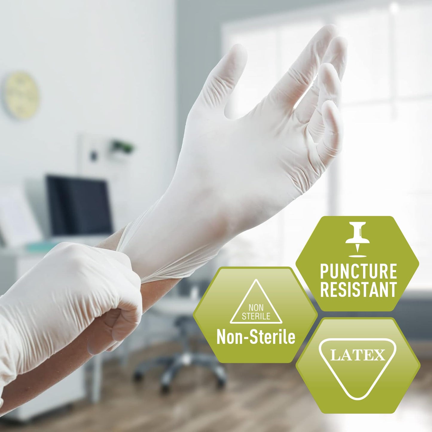 MED PRIDE Disposable Latex Medical Examination Gloves, Ambidextrous, Heavy Duty, Powder-Free, Comfortable Fit (Large, 100-Count) Ultra-Strong 5 mil Thick, Disposable Powder-Free