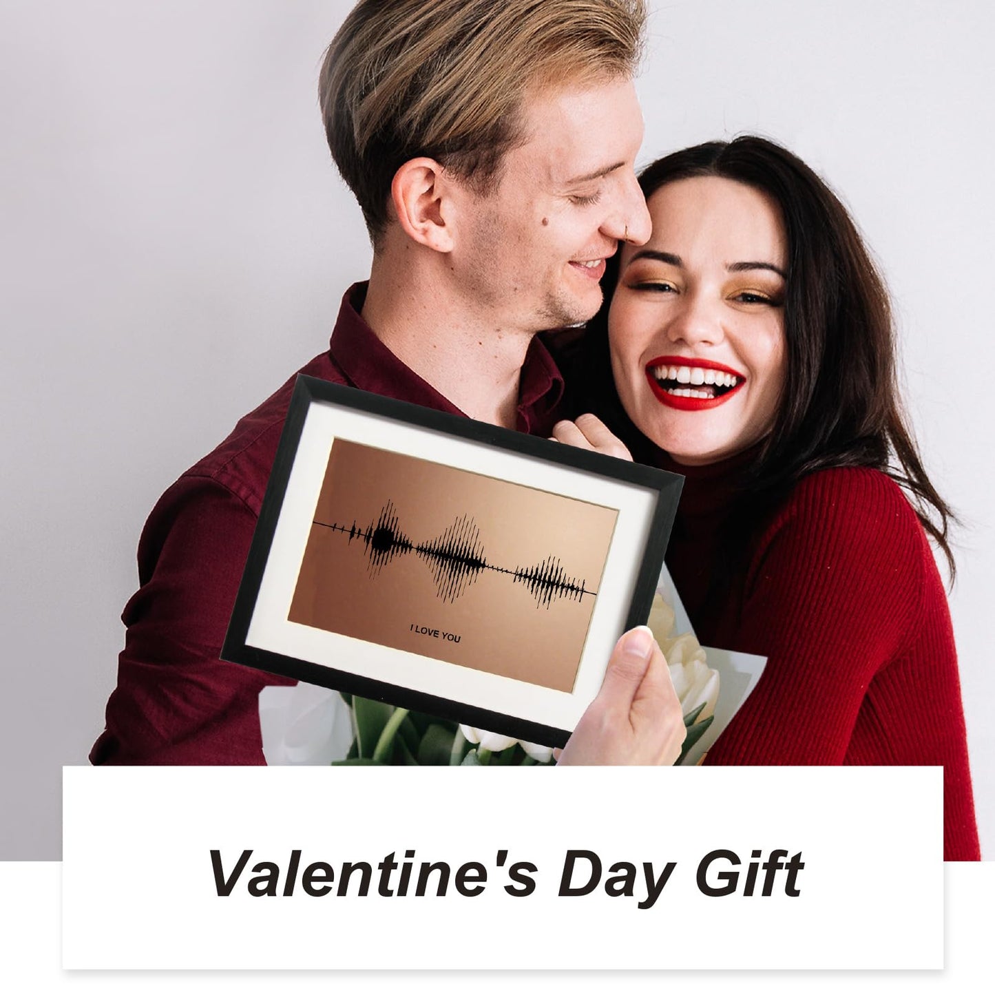 I Love You Soundwave Art, Visible Voice Print, Bronze 8th Anniversary Gift for her or him, Wife Gift from Husband, Husband Gift from Wife, Valentines Day Christmas Gift