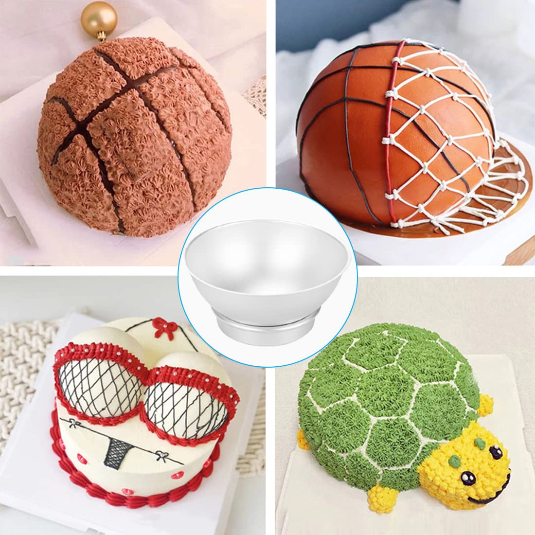Qicfrk Cake Sphere Pan 8 Inch 3D Half Ball Cake Pan to Create Any Ball Shaped Cake Soccer Shaped Baking Pans DIY Birthday Spher