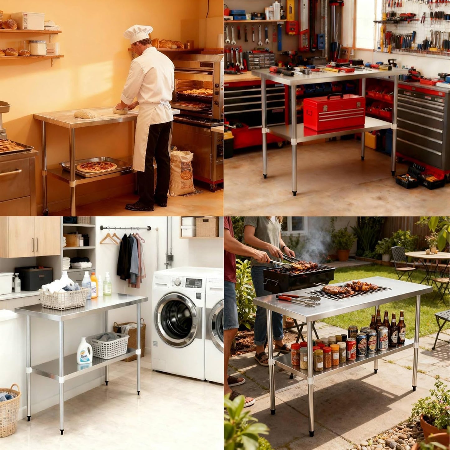 Okeyolive Stainless Steel Work Table 18 x 36 Inch, NSF Commercial Prep Table with Undershelf, Heavy Duty Food Prep Workstation