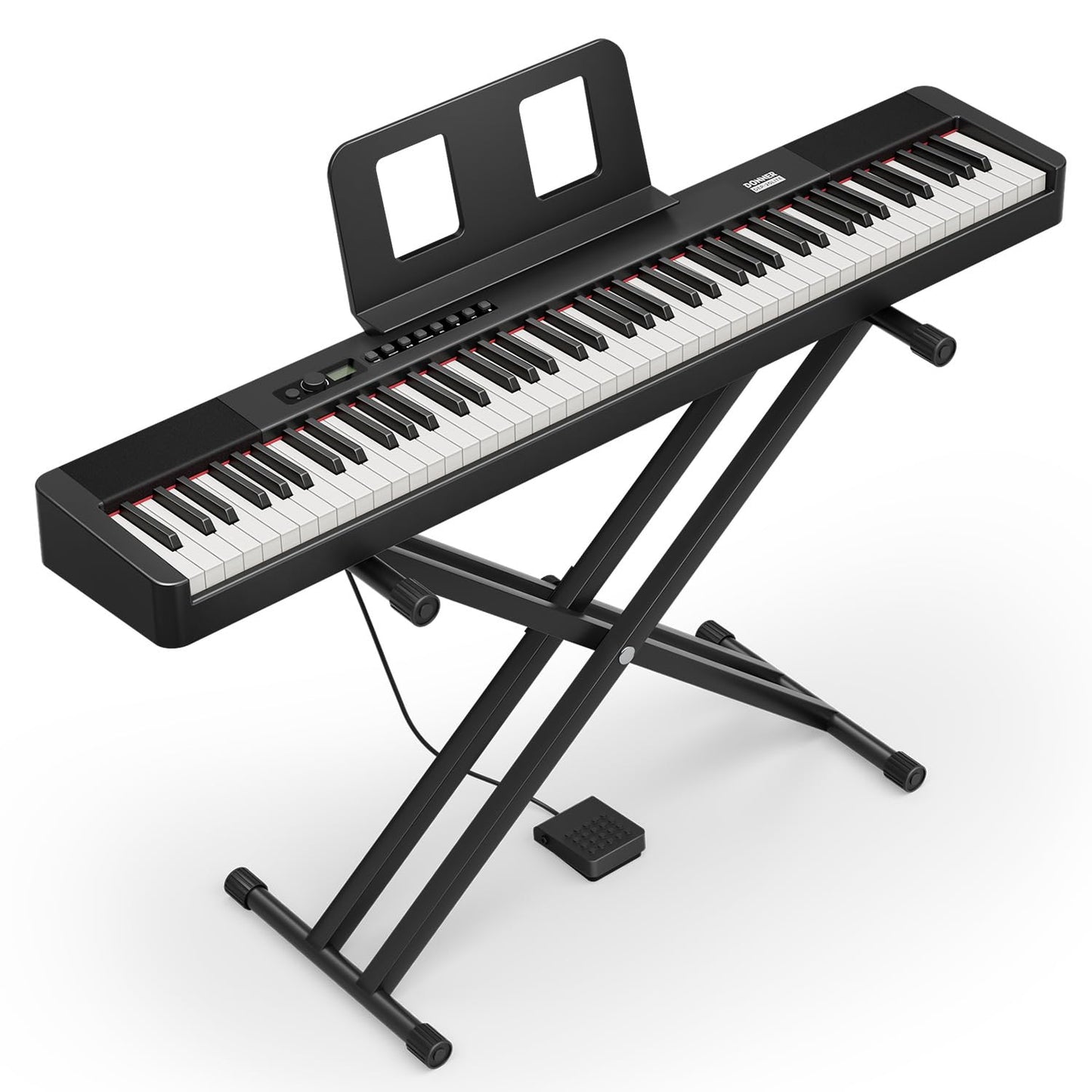 Donner DEP-20 Lite Digital Piano 88 Key Weighted Keyboard Full Size, Portable Electric Piano Set with Stand, Sustain Pedal and Keyboard Stickers, Gifts for Beginners Adults Teens