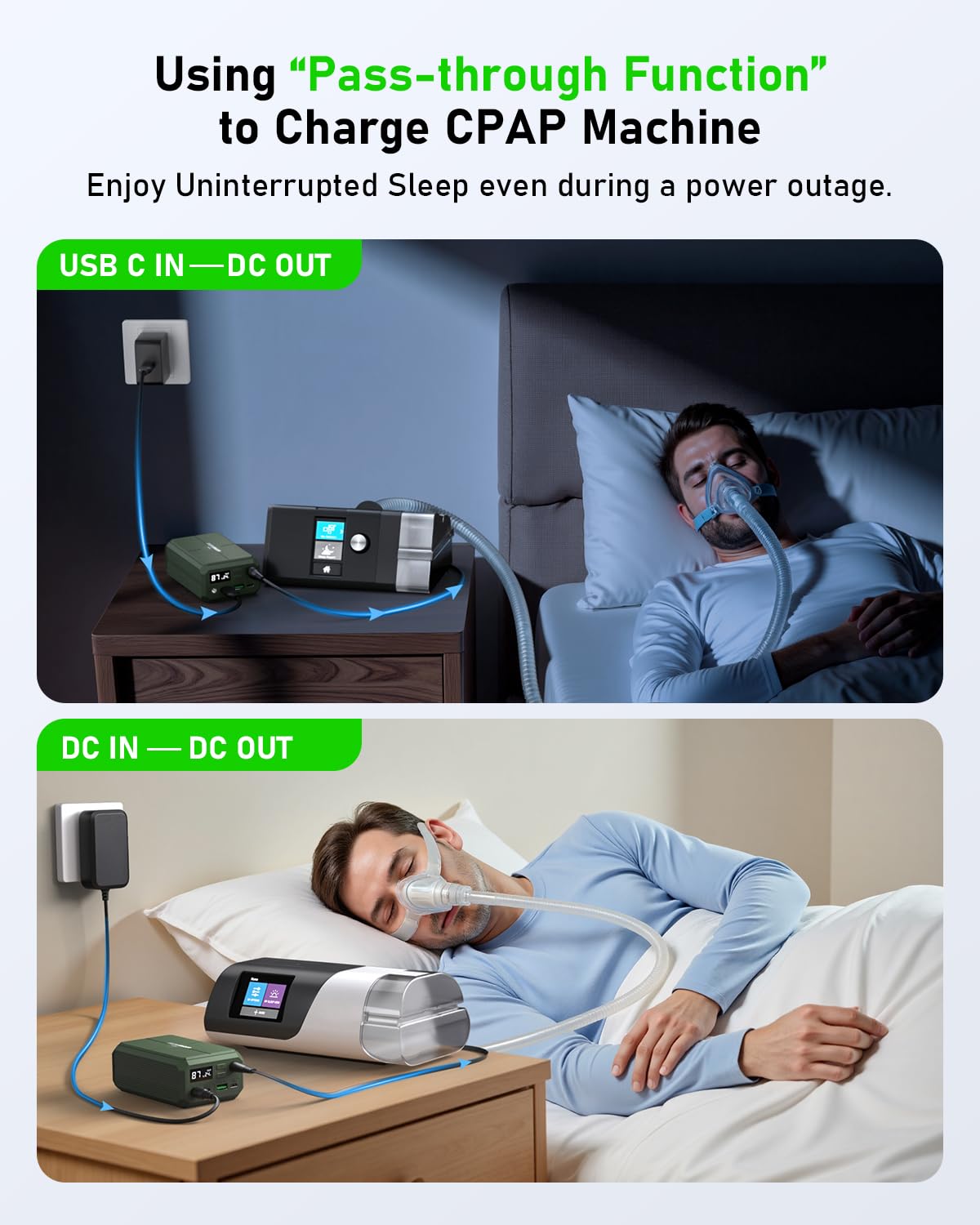 EASYLONGER ES270 CPAP Battery for Air-Travel, 99.9Wh CPAP Battery for Camping, 100W CPAP Power Bank for ResMed AirMini, AirSense 11, AirSense10, AirCurve 10/11, Luna TravelPAP, Philips DreamStation