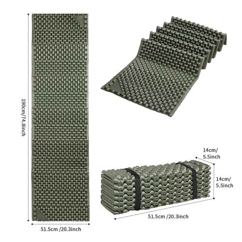 Foam Camping Pads for Hiking, Ultralight Closed Cell Mattress, Waterproof Soft Mat for Adults, Wide Picnic Yoga Mats, Folding Sleeping Pad for Outdoor Backpacking (Army Green-2Pack)