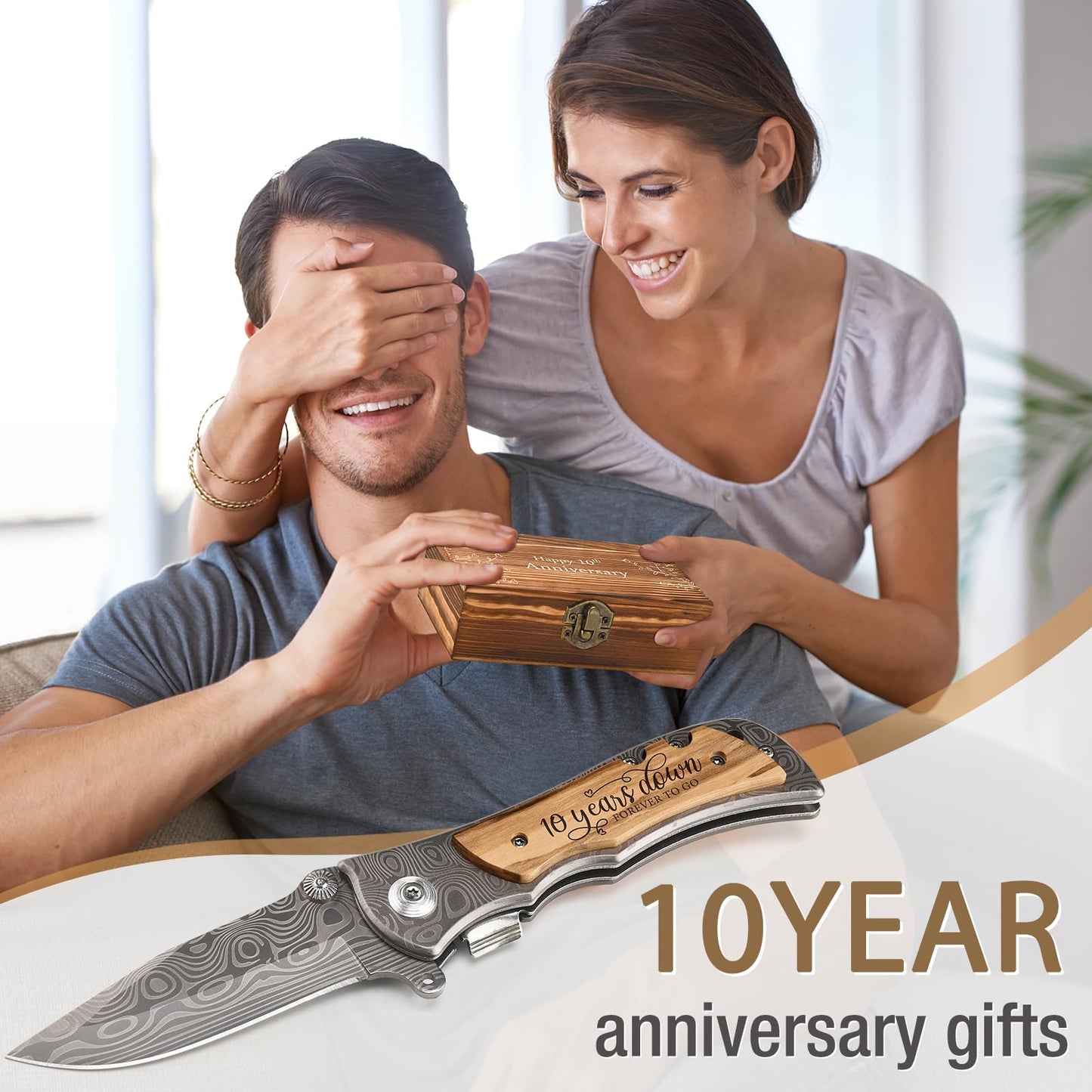 GiveGreatGift 10 Years Anniversary Keepsake for Him Gifts, 10th Wedding Anniversary for Men, Tenth Tin Aluminum Anniversary Marriage Presents for Husband