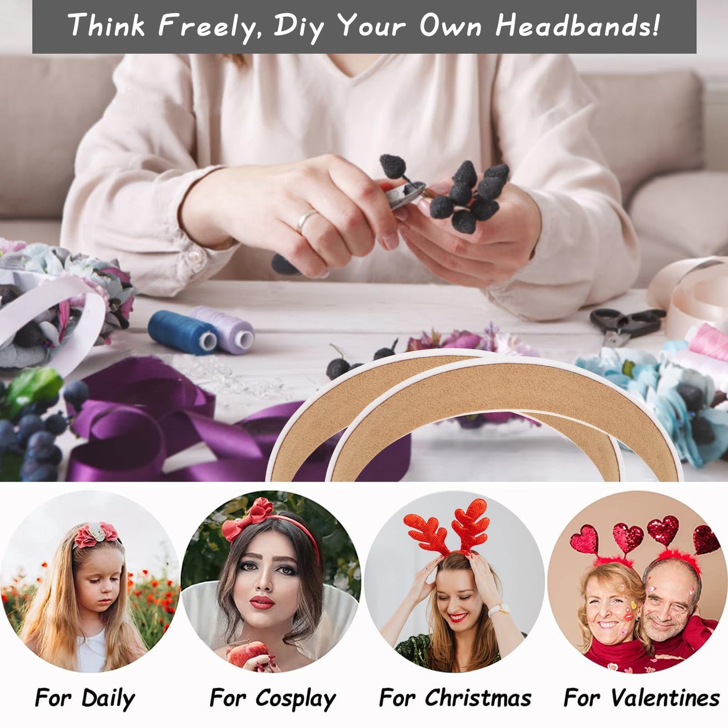 Wecoe 10pcs Headbands for Women 1 Inch Wide Suede Like Headbands White Headband Non Slip Fashion Costume Hair Accessories Women