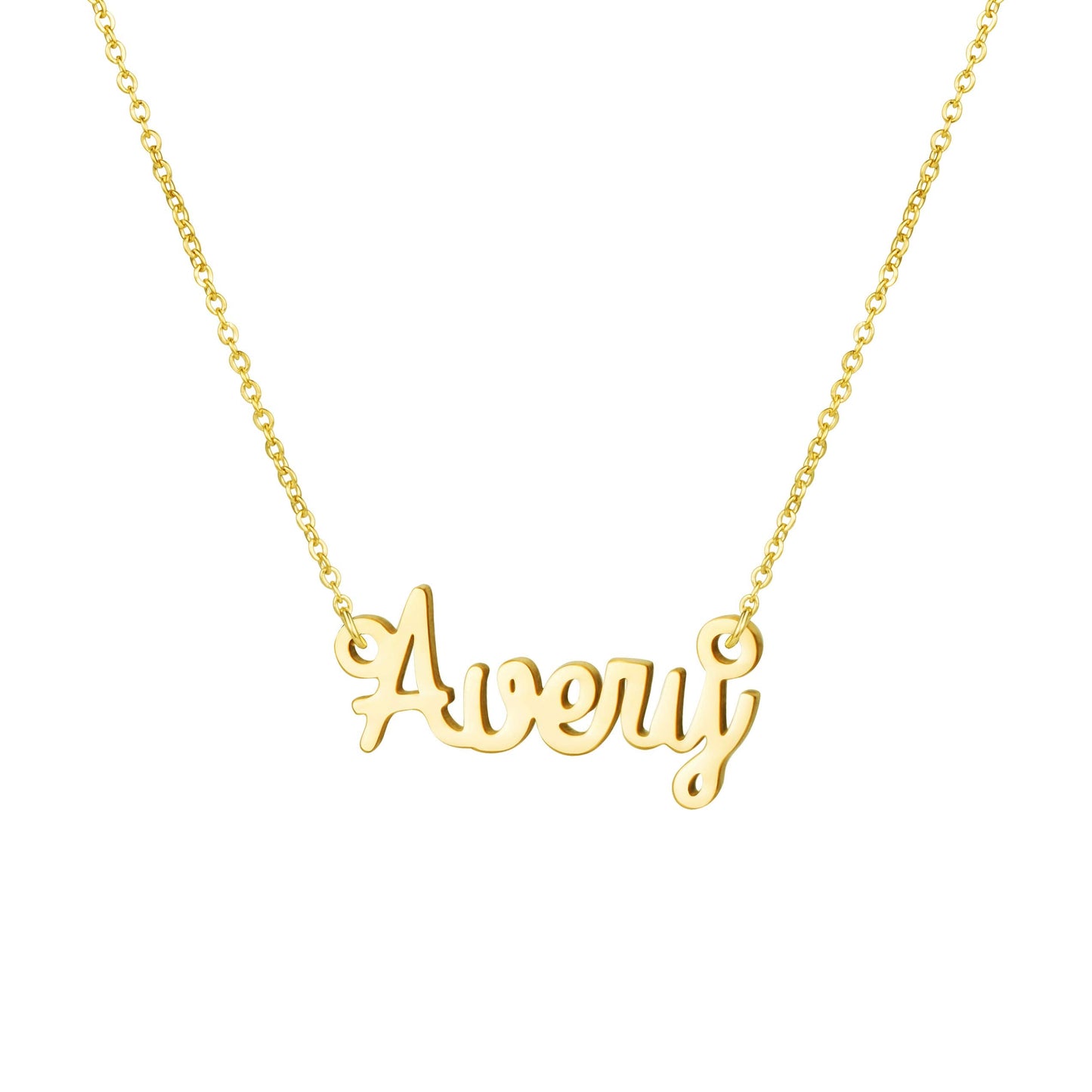 Name Necklace Big Initial Gold Plated Best Friend Jewelry Women Gift for Her Avery