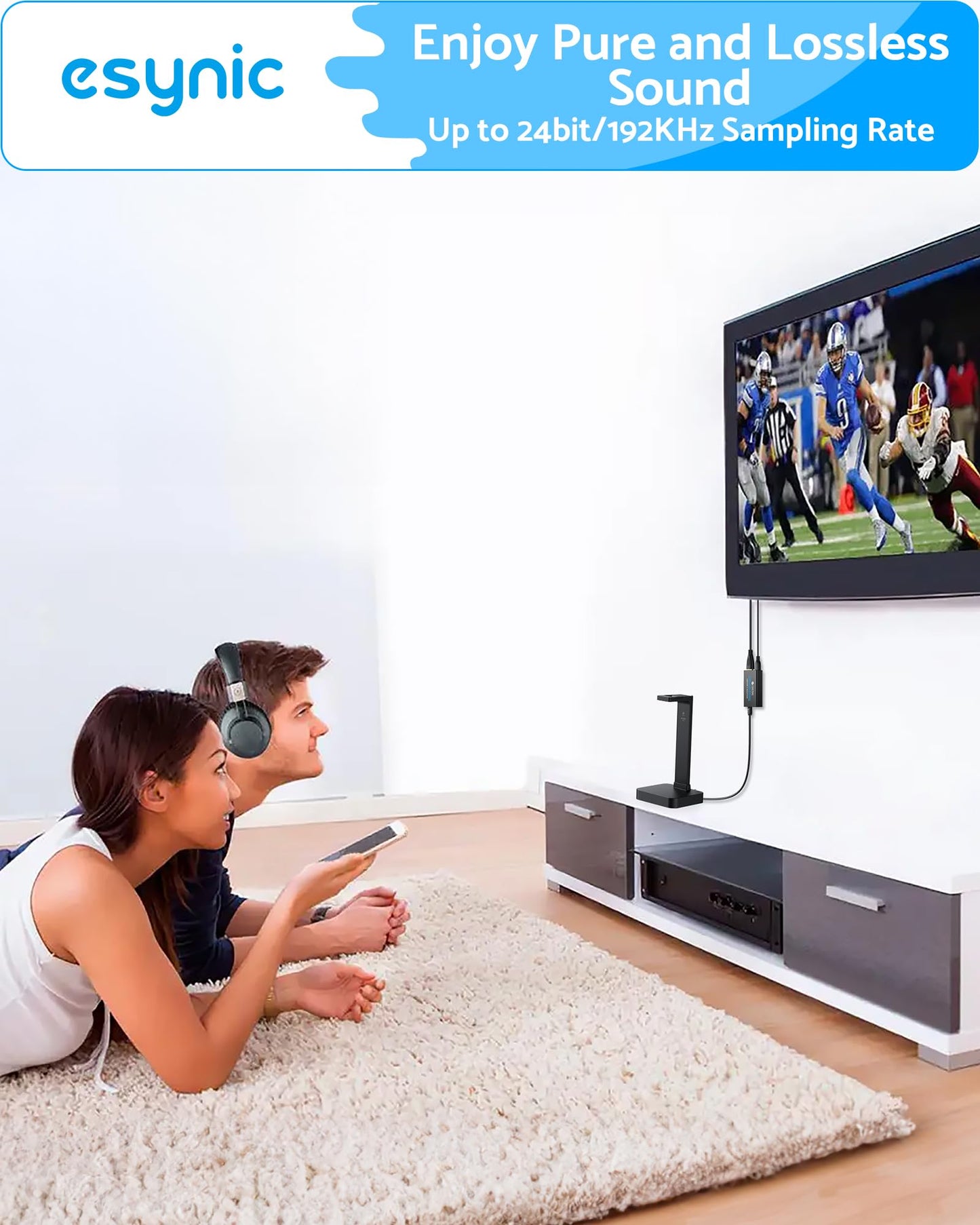 eSynic Professional eARC Audio Extractor-Only Work for HDTV ARC/eARC Ports-192KHZ ARC to Optical Audio Adapter-Easy to Setup-7ft Long-Dolby5.1 & DTS 5.1 Formats-from HDTV to Optical Soundbar-No CEC
