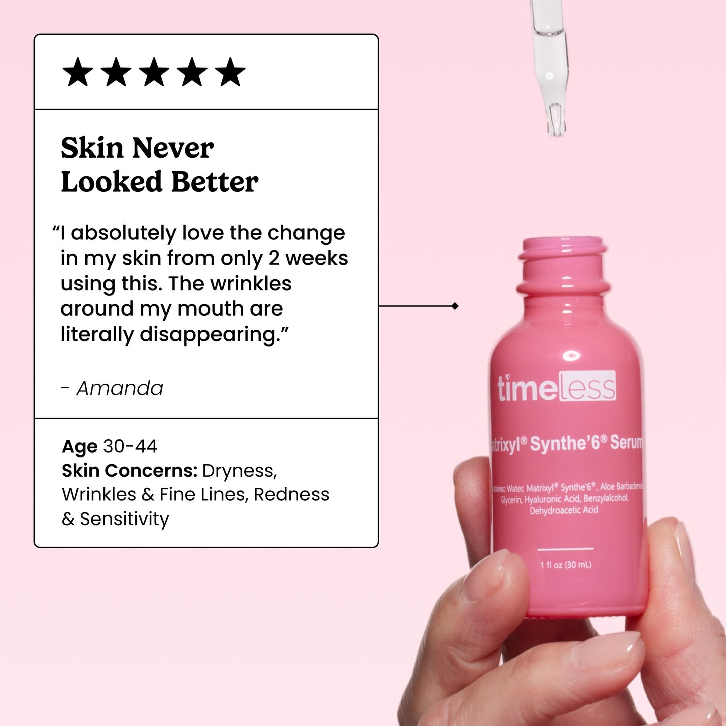 Timeless Skin Care Matrixyl Synthe6 Serum - Face Serum for Skin Care - with Hyaluronic Acid for Hydration - 1 oz