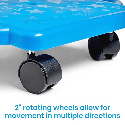 hand2mind Blue Indoor Scooter Board with Handles, Sit Down Floor Scooter, Gym Activities for Kids, Indoor Recess Games, Sport Scooters, Physical Education Equipment, Gross Motor Toys