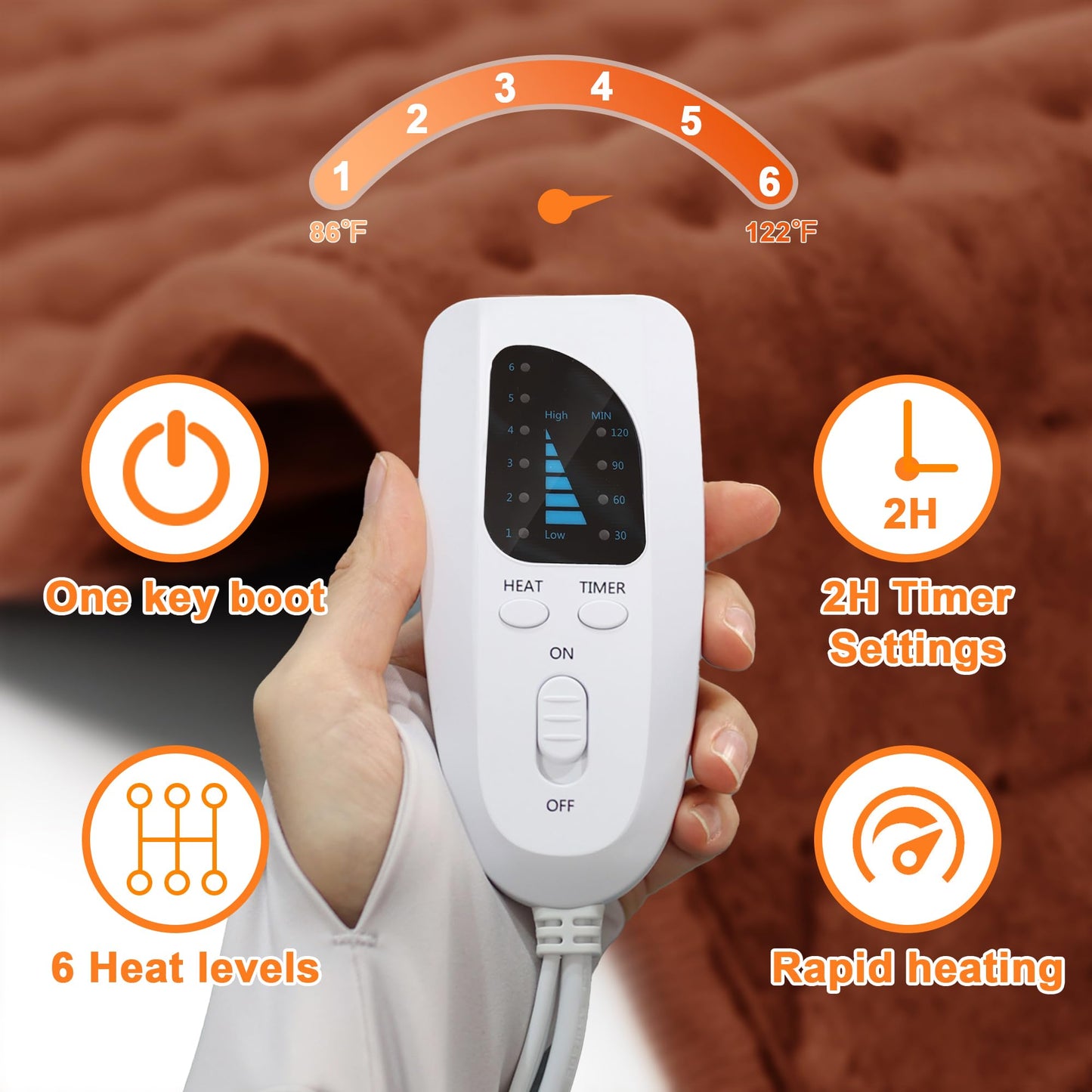 Deepsoon Heating Pad,Electric Heating Pads for Back,Neck,Abdomen,Moist Heating Pad for Shoulder,Knee,Arms,Legs,Dry/Moist Heat & Auto Shut Off,Christmas Gifts for Men and Women,Brown,33x17 Inch