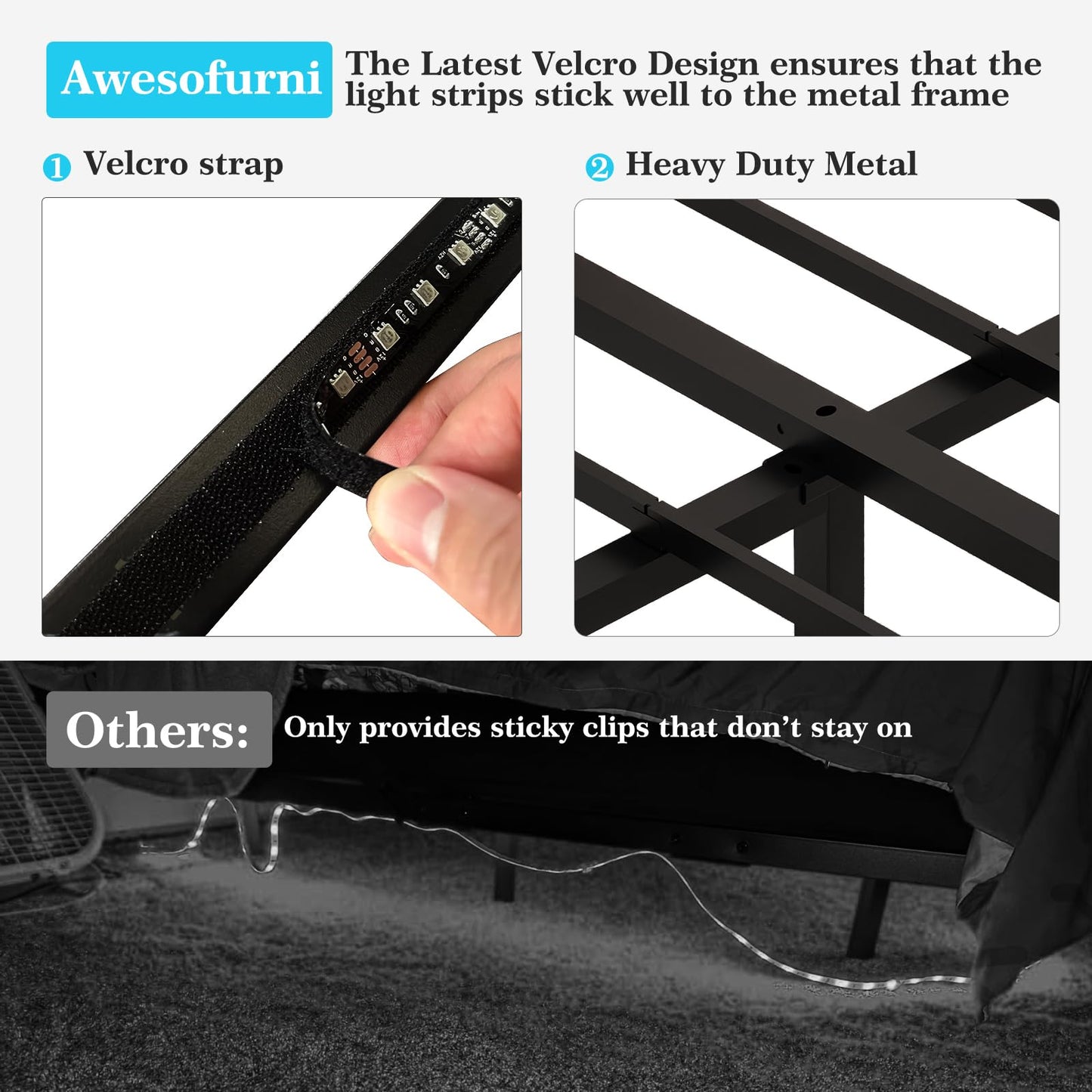 Awesofurni Floating Bed Frame Full Size, Full Bed Frame with Smart LED Lights, Heavy Duty Modern Metal Platform Bed No Box Spring Needed - Easy Assembly and Noise Free