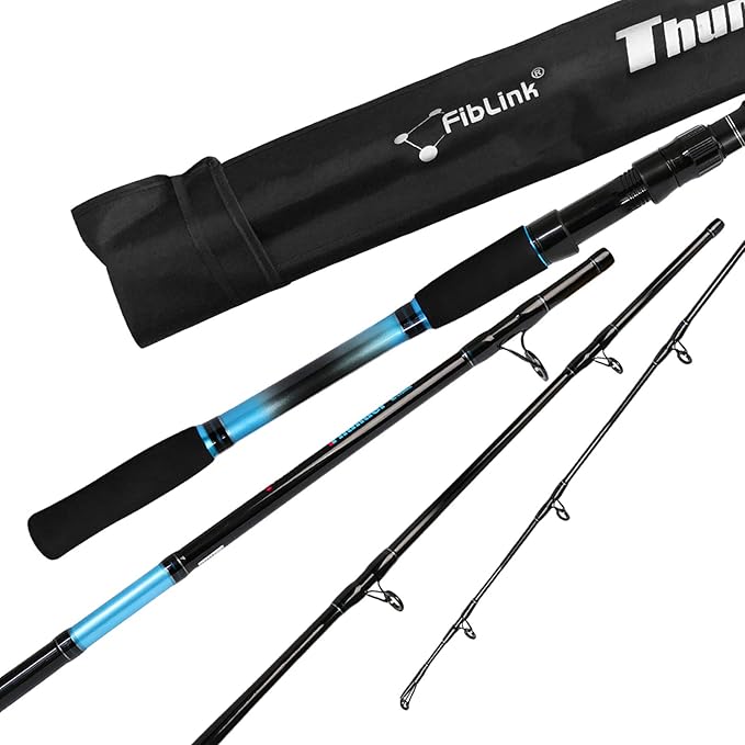Fiblink 4-Piece 7-Feet Carbon Fiber Boat Fishing Rod Spinning Travel Portable Rod Tournament Fishing Pole for Fresh & Salt...
