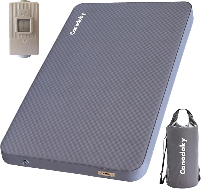 4" Ultra-Thick Self-Inflating Sleeping Pad with 3-in-1 Rechargeable Pump, Air Adjustable Foam Camping Mattress, 9.5R Heav...