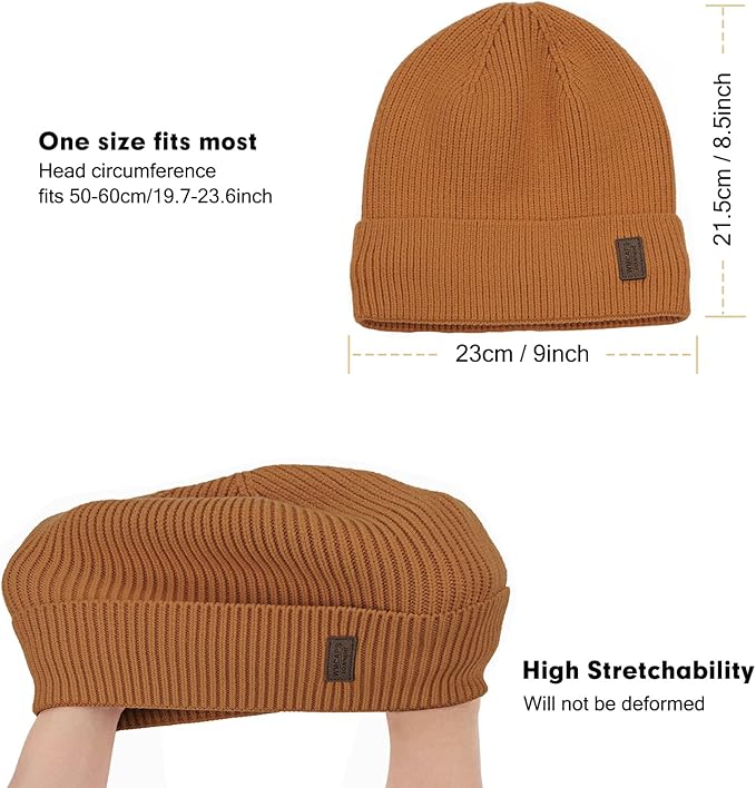 Wmcaps Winter Beanie for Men Women, Fleece Lined Beanie Soft Warm Knit Hat Ski Stocking Cuffed Cap