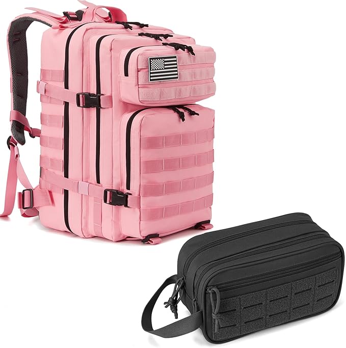 QT&QY 45L Tactical backpack & Tactical Toiletry Bag