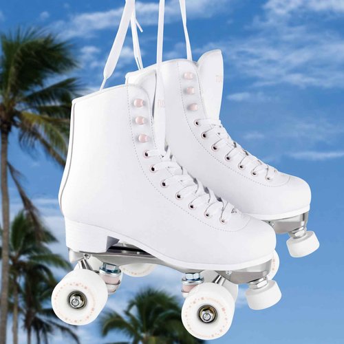 Tuosamtin Roller Skates for Women Girls with Height Adjustable Rubber Stoppers Cute Retro Quad Roller Skates for Outdoor and Indoor