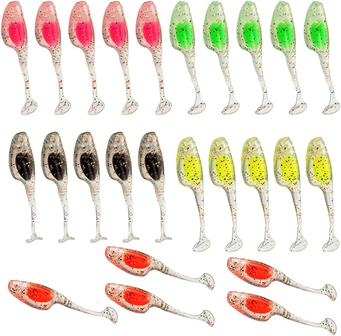 25Pcs Paddle Tail Swimbaits T Tail Baits with Storage Box Soft Fishing Lures for Trout Artificial Baits Fishing Lure