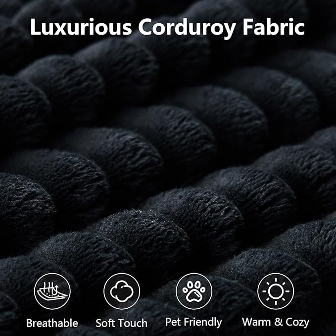 167.7" Sectional Cloud Couch for Living Room, Modular Floor Deep-Seat Sofa, Big Comfy Corduroy Couches Set with Fluffy Memory Foam, Stupendous U Shaped Sofas, No Assembly Required, Black
