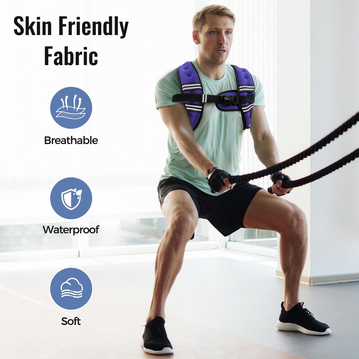Zeerun Weighted Vest for Women & Men with Reflective Stripe and Adjustable Buckle, Comfortable & Durable Rucking Vest for Walking, Running & Strength Training, 8LBS-Purple