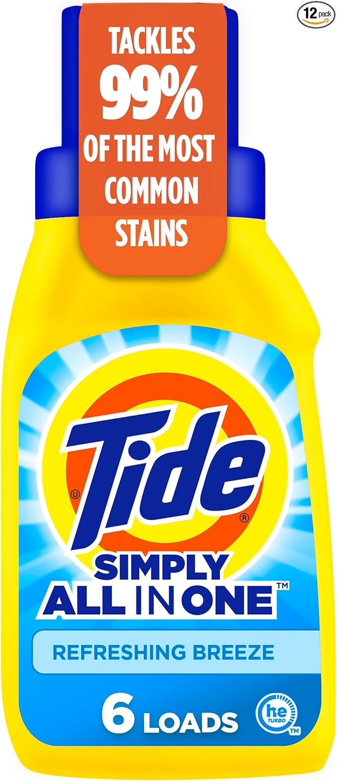 Tide Simply All-In-One Liquid Laundry Detergent, Refreshing Breeze Scent, 6 Loads, 10 fl oz