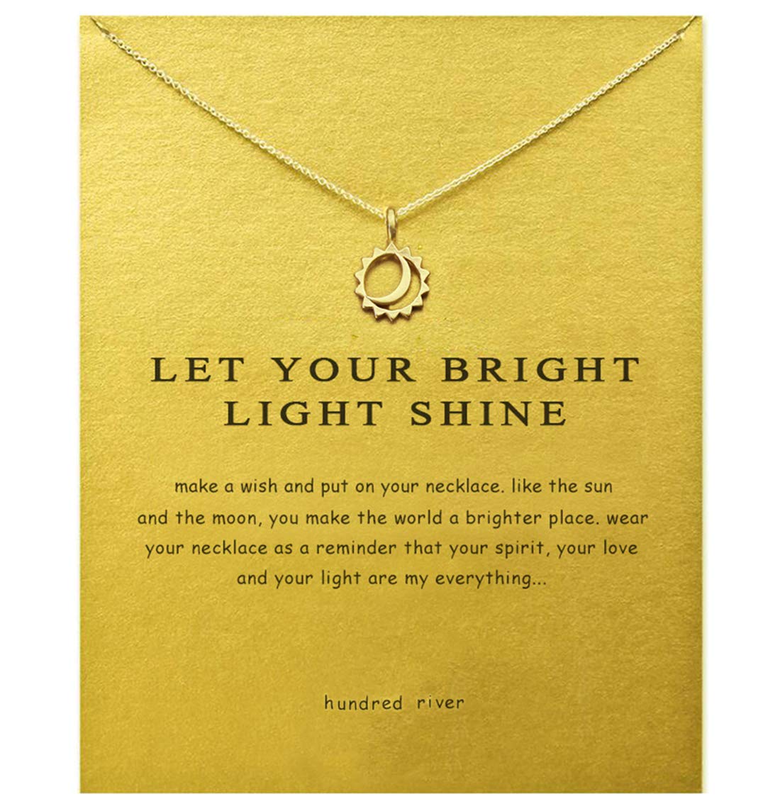 Baydurcan Moon and Sun Necklace Moon and Sun Pendant Chain Necklace with Message Card Gift Card (moon and sun)