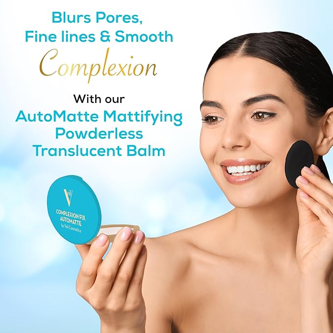 Veil Complexion Fix AutoMatte Mattifying Balm - Anti-Shine Translucent Powderless Makeup - Prime, Set, Mattify, Touch-Up & Remove Oil - Blur Pores & Fine Lines - Smooth Complexion - All Skin Types