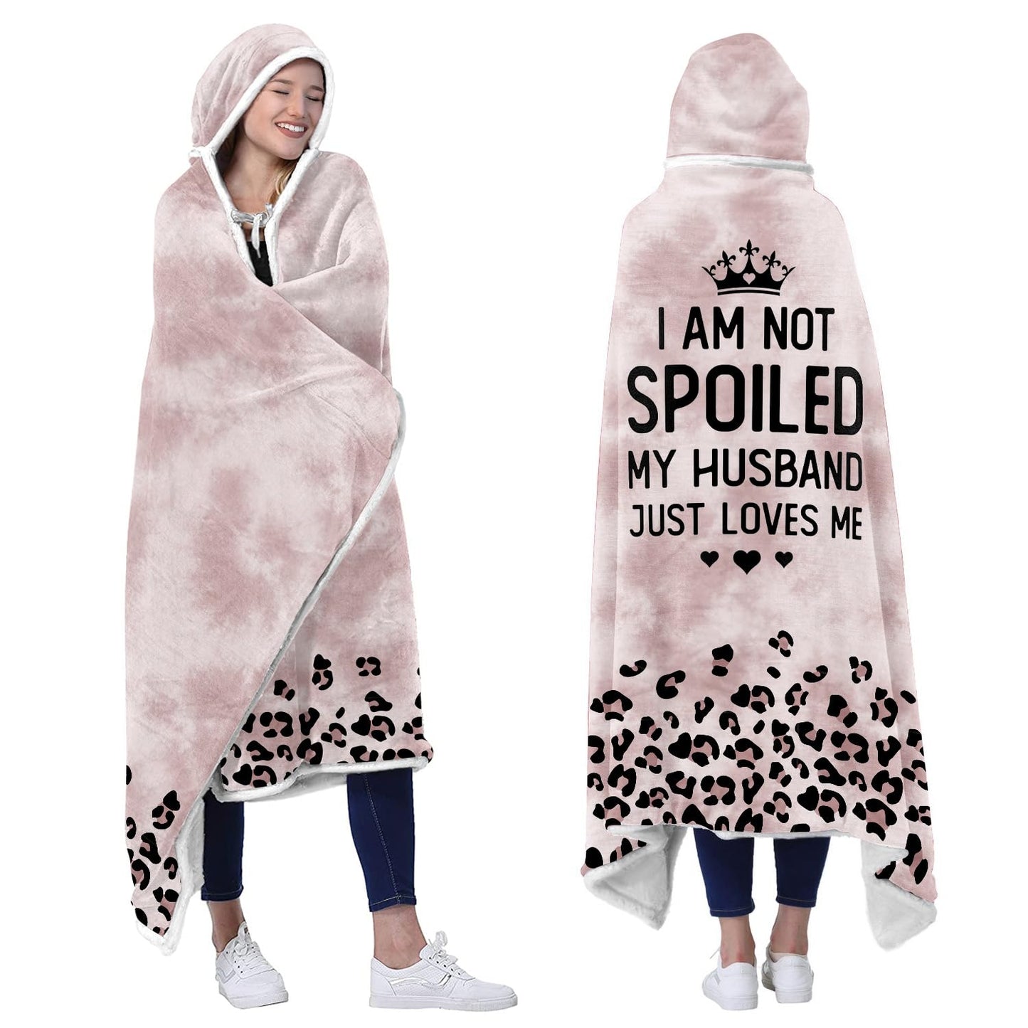 Spoiled Wife Fleece Wearable Blanket Hoodie - Mothers Day Gifts for Wife from Husband - Birthday Wife Gifts Ideas
