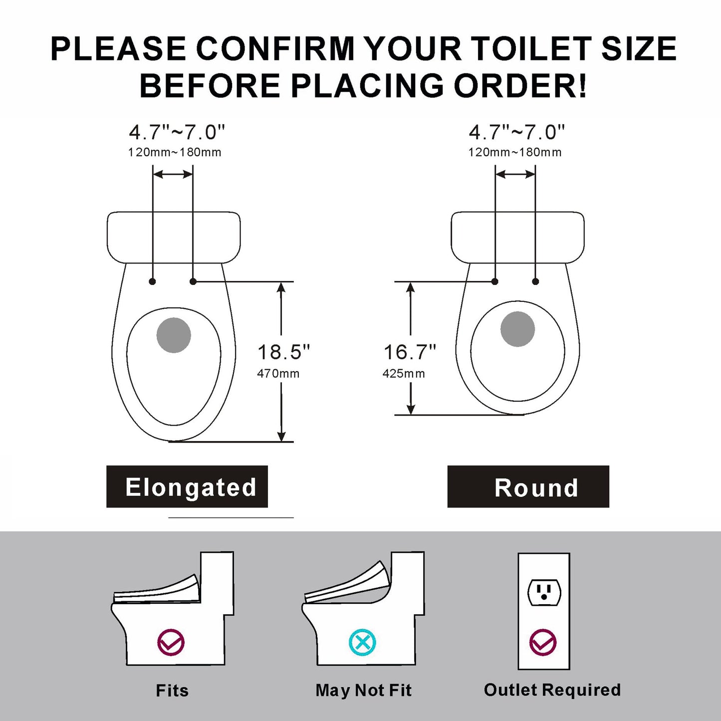 Bidet Toilet Seat with Warm Water Wash, Air Dryer, Heated Seat, Remote Control, LED Display, Self-Cleaning Nozzle, Night Light & Multiple Cleaning Modes (Elongated)