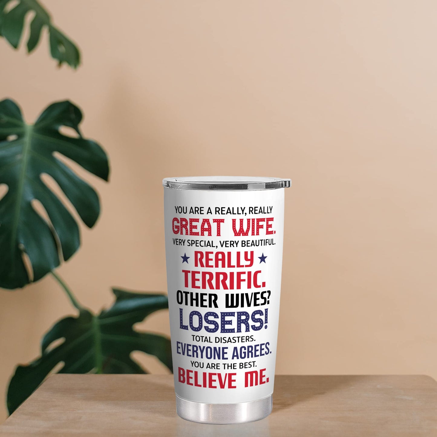 Mocosweeties Gifts for Wife from Husband - Wedding Anniversary for Women, Birthday, Christmas, Valentines Day, Mothers Day Gifts for Her - Wife Gift Ideas - 20 Oz Stainless Steel White Tumbler