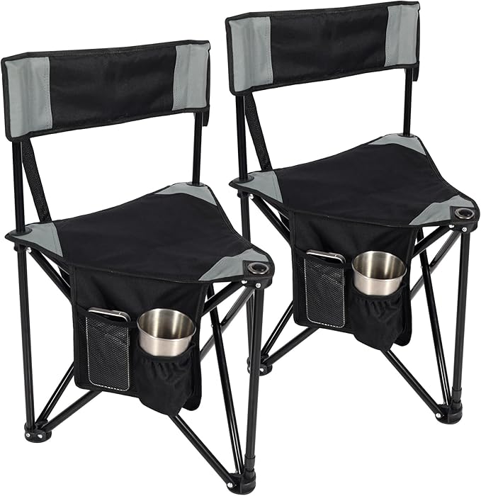 REDCAMP 2 Pack Tripod Camping Chairs Folding Lightweight, Portable 3 Legged Tripod Stool Seat with Backrest, Small Golf Ch...