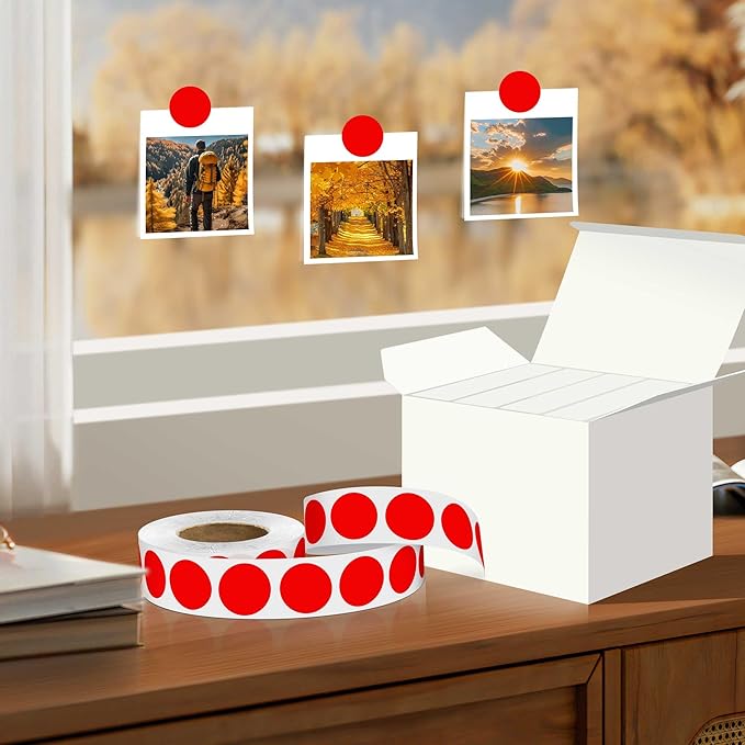 0.75 Inch 4 Rolls of 4000 Colorful Dots Sealing Stickers,3/4" Round Permanent Adhesive Color Coding Labels,Red Dots Stickers for Home Decorative, Storage Bins, Moving Containers & Organization