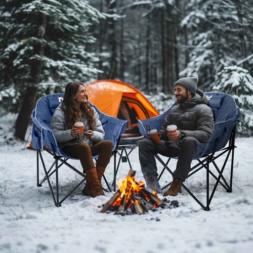 LILYPELLE Oversized Heated Camping Chair, Patio Lounge Chairs with 3 Heat Levels, Portable Folding Heated Chair Round Moon Saucer Folding Lawn Chair Outdoor Chair for Camping, Lounge Patio